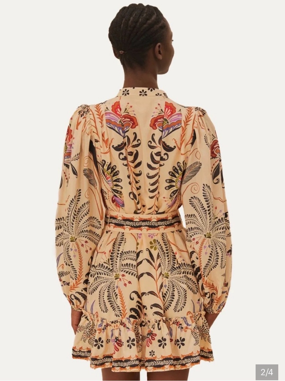 FARM Rio Cream Floral-Paisley Tie-Waist Darling Dress with Multicolor Accents - Picture 2 of 6